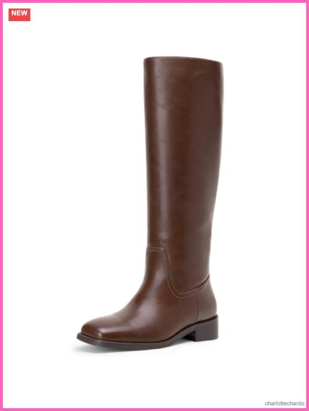 Faux Leather Knee High Square Toe Riding Boots Low Block Heel Women